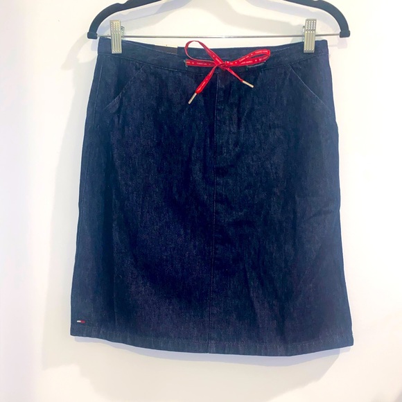 NWT Tommy Hilfiger Denim Skirt with Red Drawstring, sz 5 - Picture 1 of 12